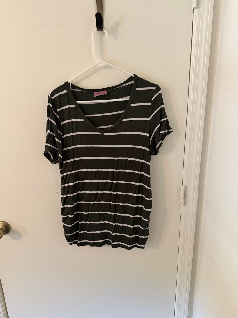 Black and White Striped V-Neck Women’s Maternity Top XLG